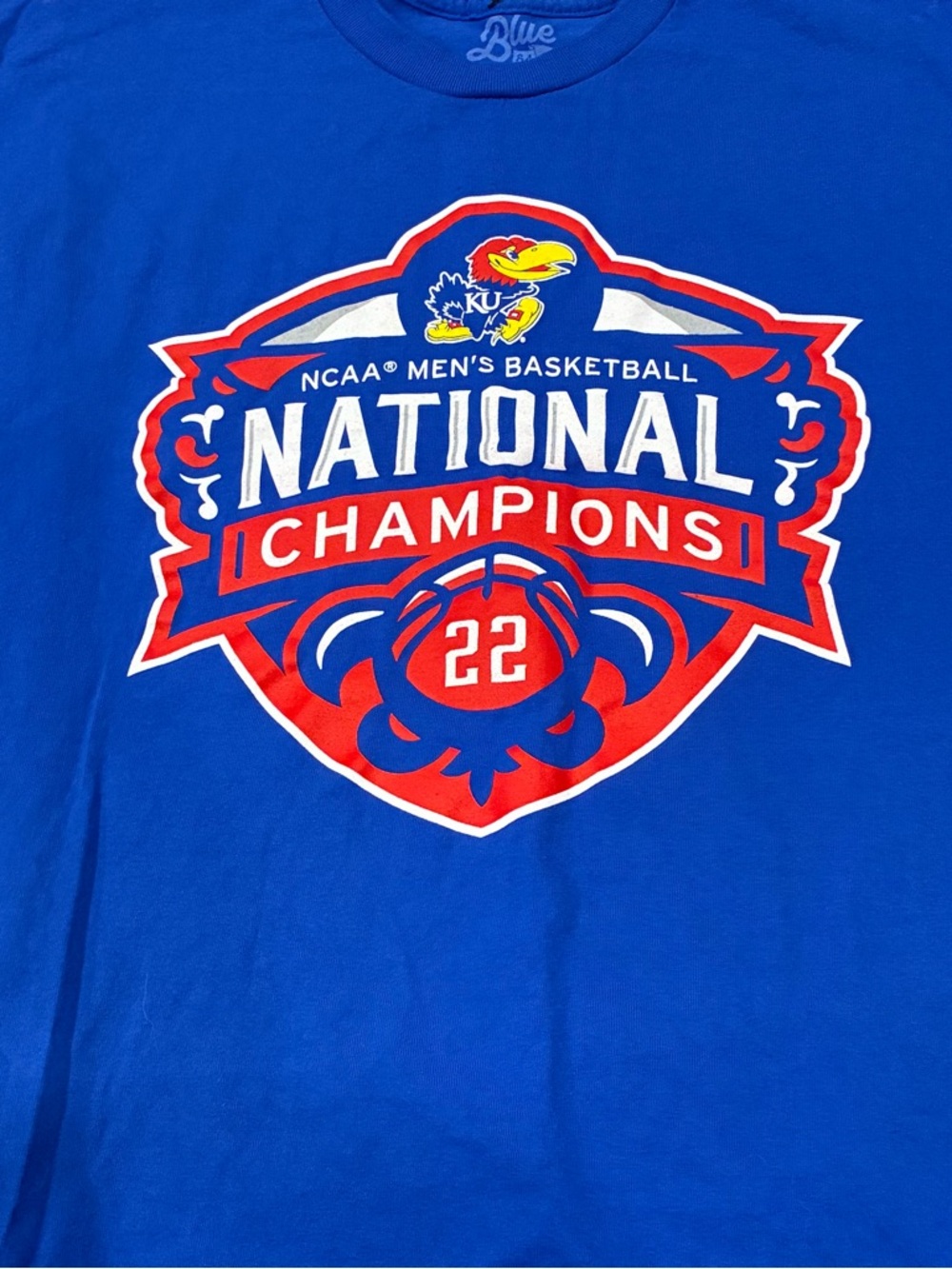 Kansas Jayhawks Shirt Mens XL Blue NCAA Basketball 2022 National Champions X2 - Picture 4 of 7